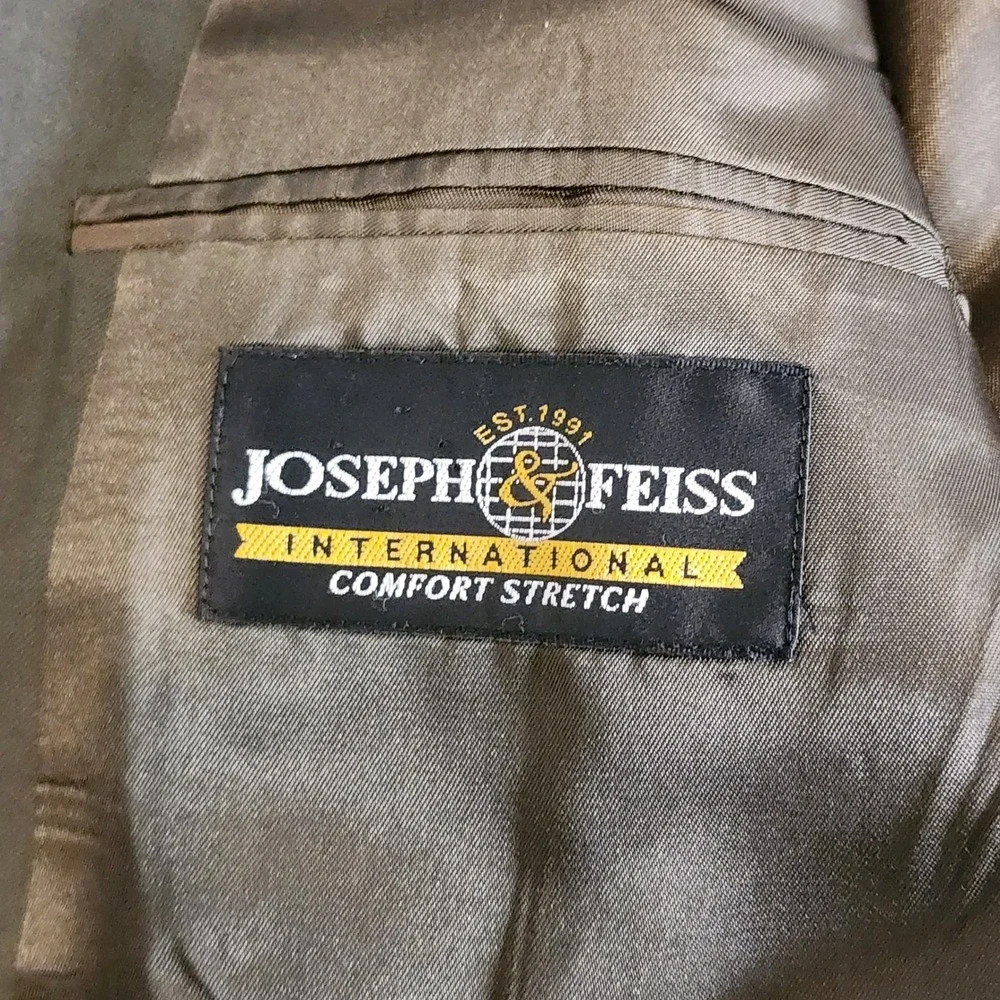 Joseph & Feiss Mens 36S 32x30 2pc Double Breasted Wool Suit Olive Green Business